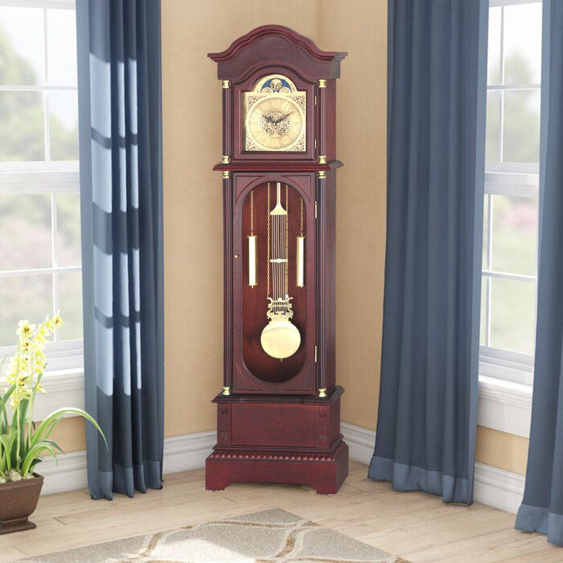 Horloge de grand-père en bois 71,63 po Coston, Cerisier