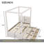 Lit à baldaquin simple avec lit gigogne et trois tiroirs de rangement, beige-396747881