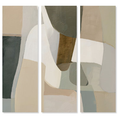 Ensemble de tableaux sur toile Desert Shallows II pour salon, par Art Remedy, châssis entoilé, 16 x 48 pouces