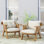 Fauteuils club d'extérieur en bois d'acacia durable avec coussins confortables résistants à l'eau, parfaits pour le patio et le jardin