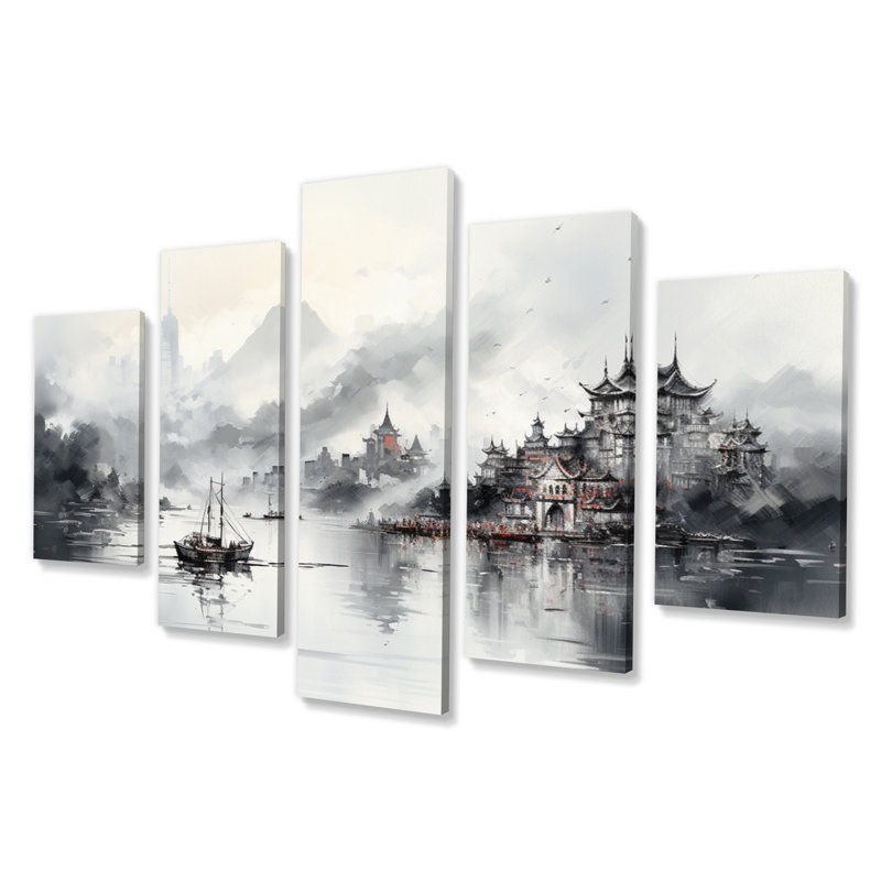 «Kong City In 15 Century I», reproduction d'art sur toile - 5 panneaux