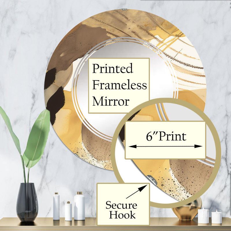 Azami - Miroir mural moderne rond, 32 po x 32 po