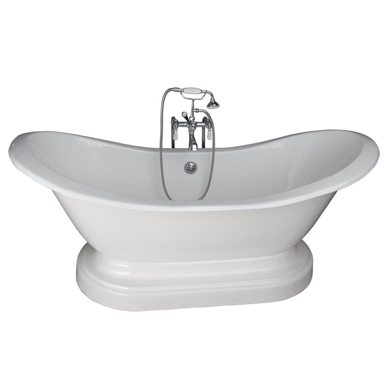 Marshall 71'' x 30.5'' Soaking Cast Iron Bathtub with Faucet