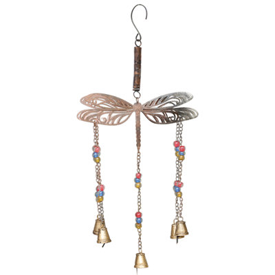 Cuivre antique avec clochettes dorées et perles de verre colorées