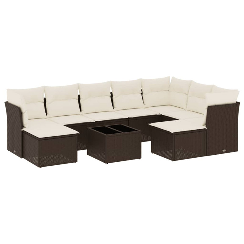 Ensemble de canapé de jardin Vidaxl brun, blanc crème