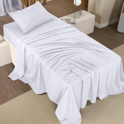 Twin Bed Sheets Set - Pack Of 10 Sheet Sets - Perfect For Spa, Hotel, & Guest Bedroom - Brushed Microfiber - Shrinkage And Fade Resistant - Easy Care (White)