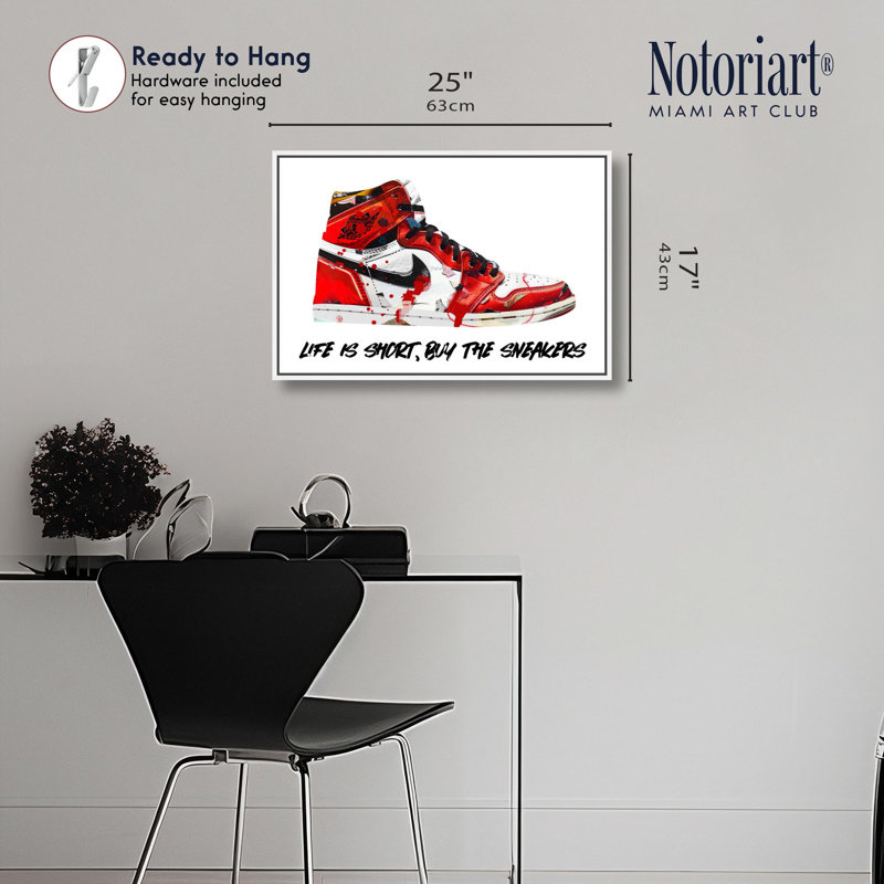 «Buy the Sneakers», impression sur toile par Notoriart, H 15 po x l 10 po, Cadre blanc