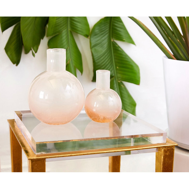 Giorgio Handmade Glass Table Vase, 8" H x 6" W x 6" D, Blush Pink