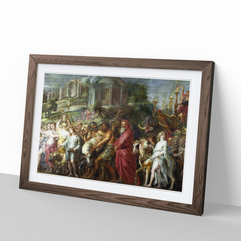 A Roman Triumph by Peter Paul Rubens - Picture Frame Painting, Walnut Framed, 48cm H x 65cm W x 2cm D