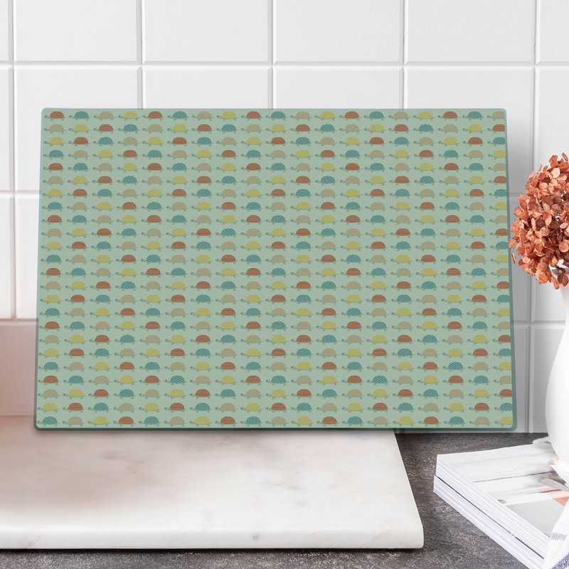 Ambesonne Turtle Cutting Board Large Size Hand Drawn Happy Turtles Multicolor