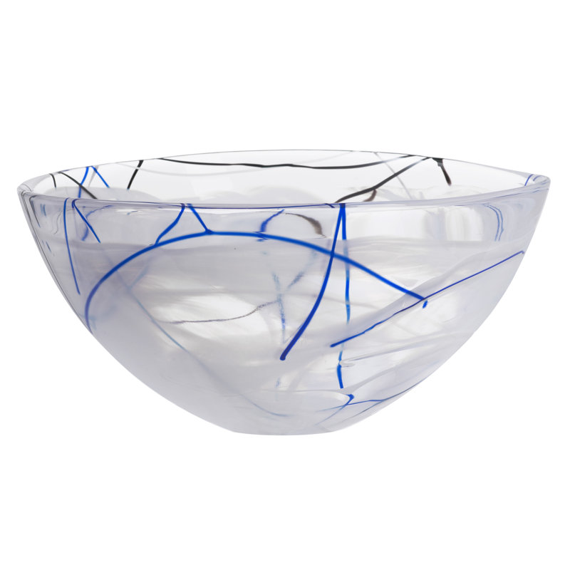 Contrast Glass Serving Bowl, 6.625"H x 13.75"W, Blue