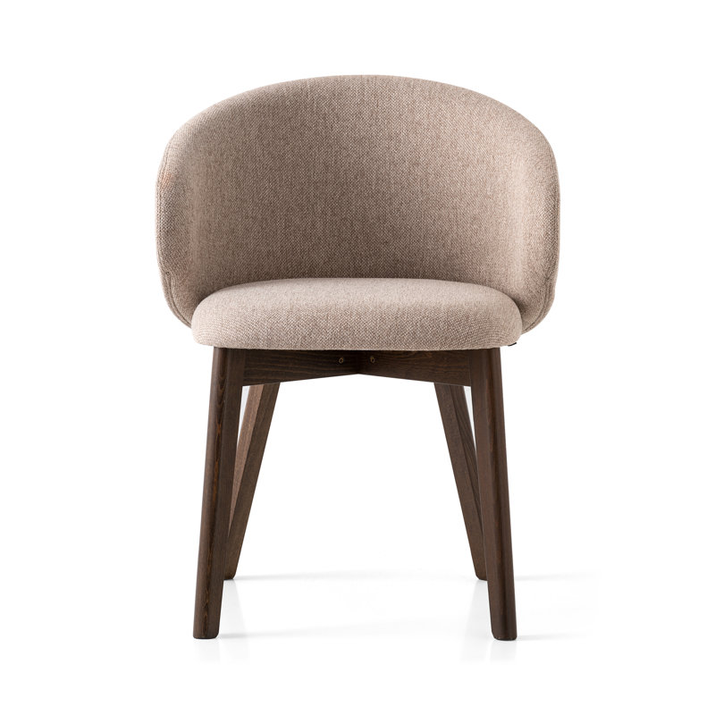 Tuka Upholstered Armchair with Wooden Frame, Smoke, Taupe