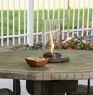Intrigue Glass Propane Outdoor Tabletop Fireplace with Flame Guard