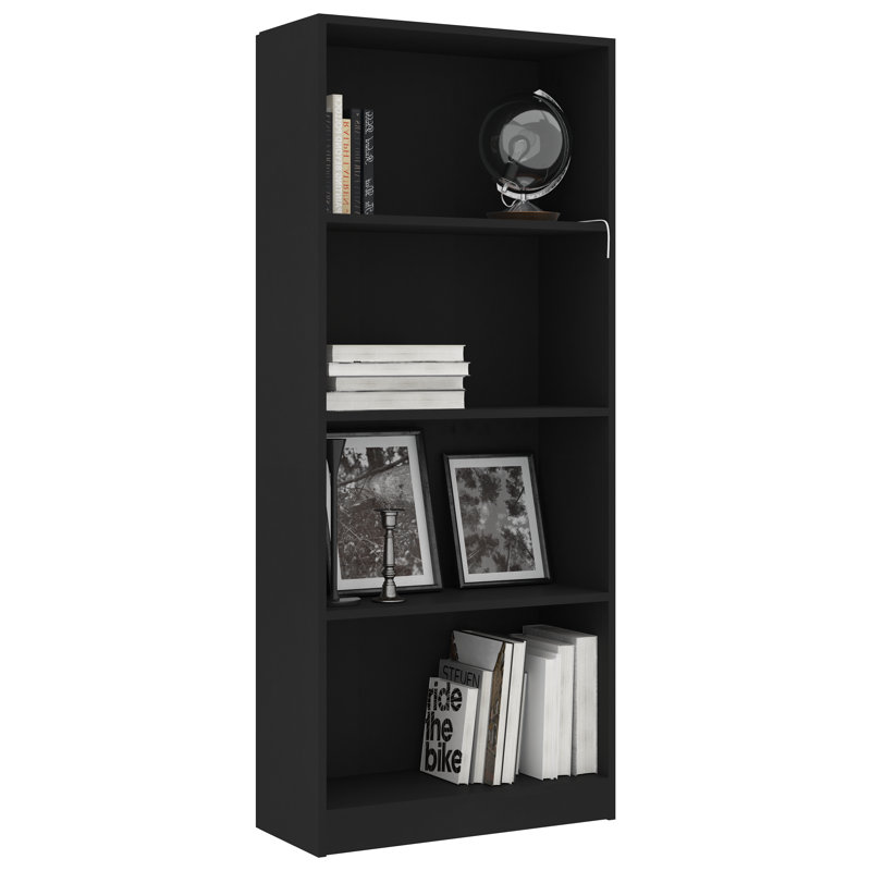 Inayah 4-Tier Book Cabinet Bookshelf BookCase Stand Storage Rack Engineered Wood, Black, 142cm H x 60cm W x 24 cm D