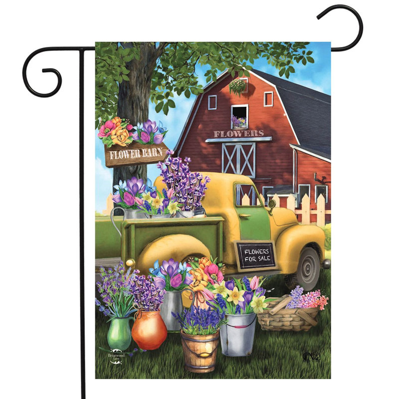 Flower Barn Spring Garden Flag