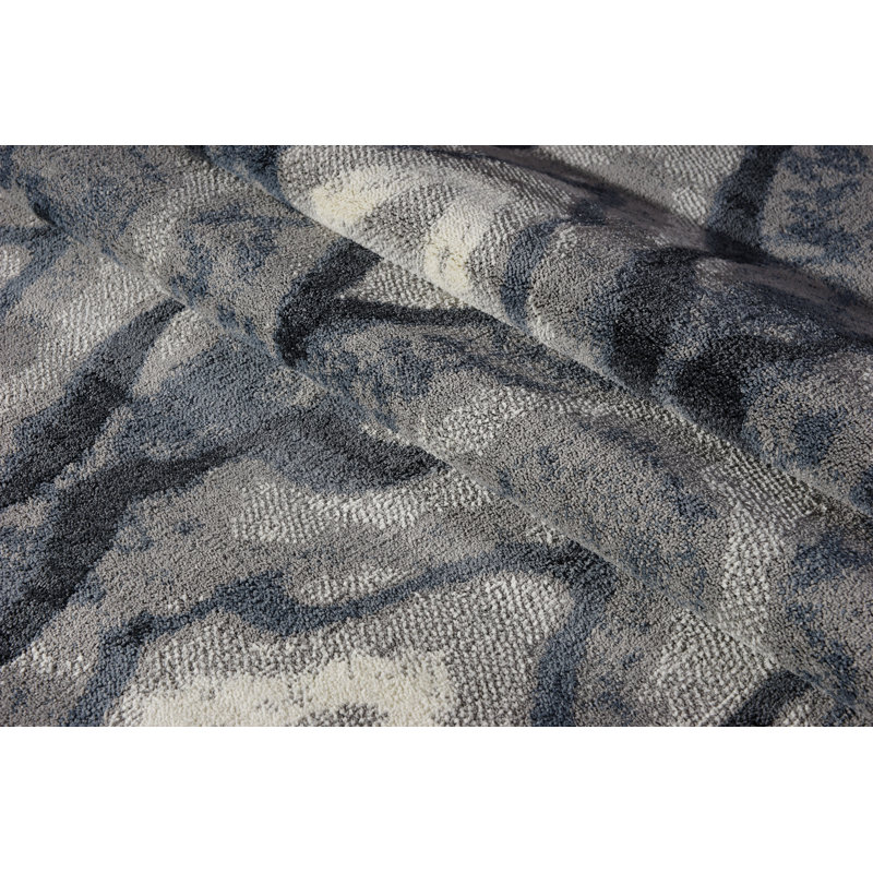Gris/Tapis décoratif Ivoire abstrait Toronto, Rectangle 5 pi 3 po x 7 pi 6 po
