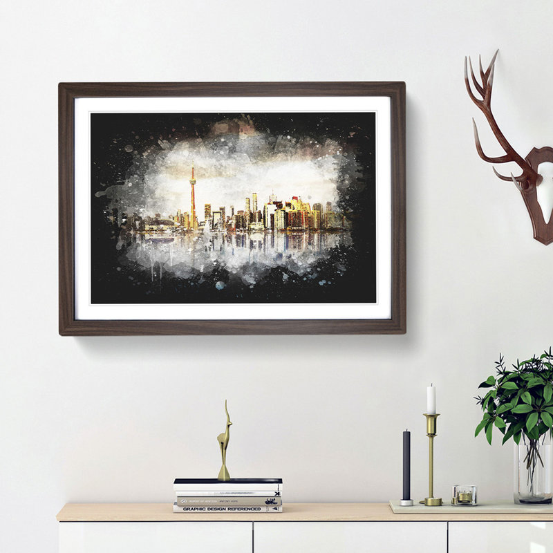 Reflection Of The Toronto Skyline - Picture Frame Graphic Art, Walnut Framed, 45cm H x 63cm W x 2cm D