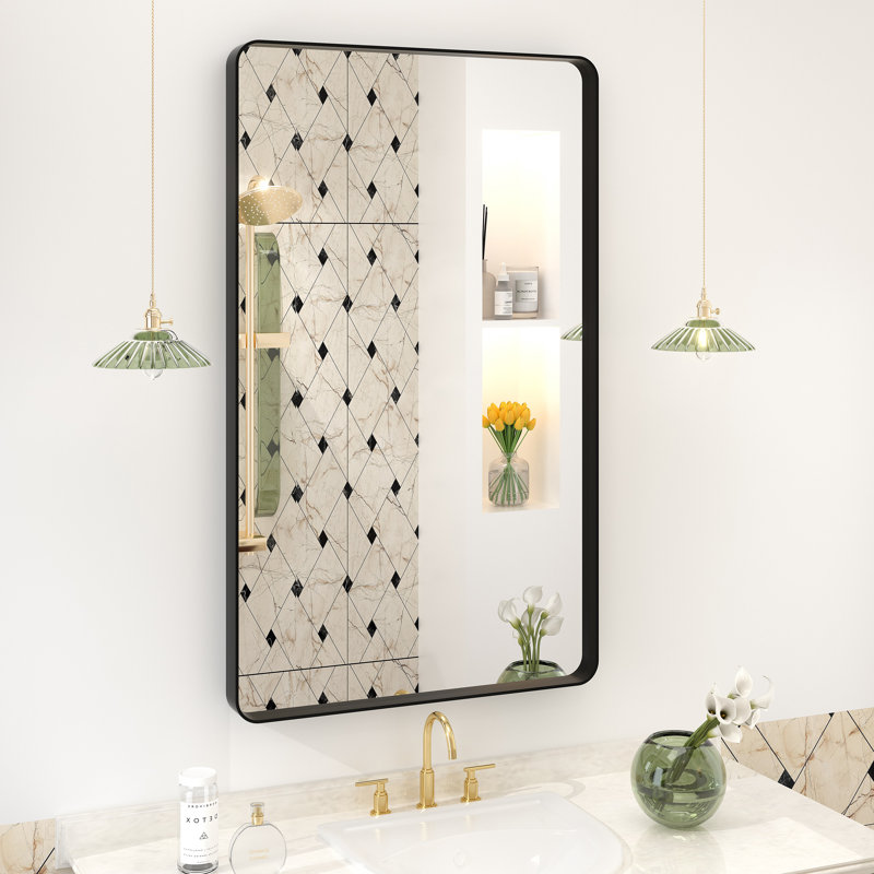 Miroir mural Aevar, Noir mat, 40 po x 24 po