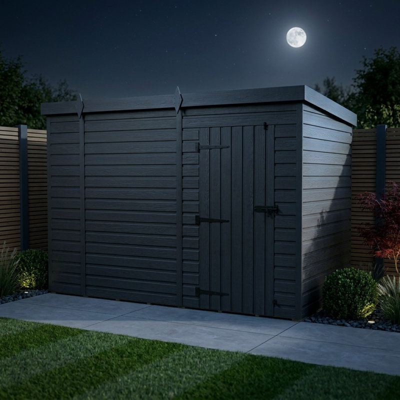 Total Sheds 10ft x 8ft Composite Pent Garden Shed - Single Door - No Windows - EPDM Rubber Roof - UK Manufactured