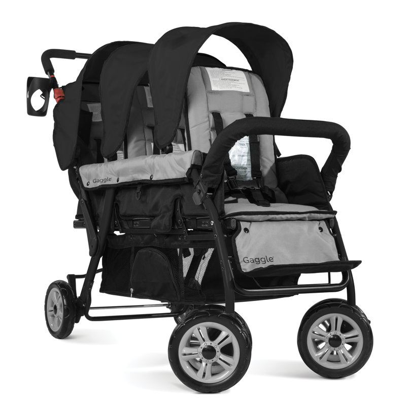 Gaggle Compass 3 Seat Stroller with Sun Canopy, Black/Grey