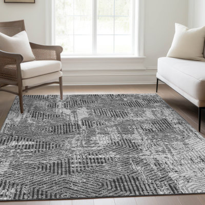 Tapis gris Prisco lavable à la machine de qualité supérieure