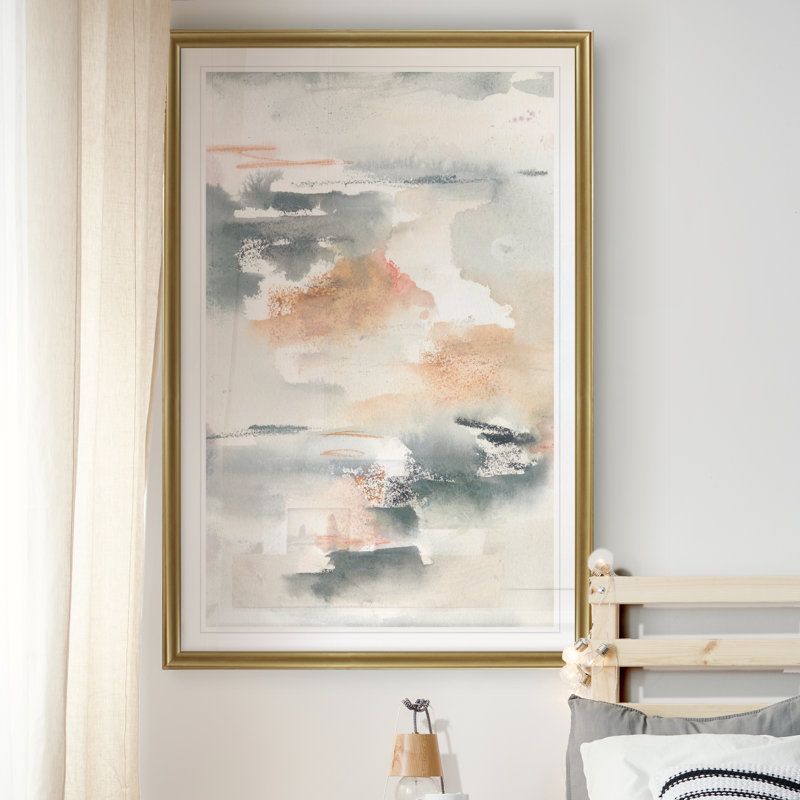 «Lily Pad Impressions II», peinture sur toile, H 18,5 po x l 24,5 po x P 1,5 po, Cadre noir