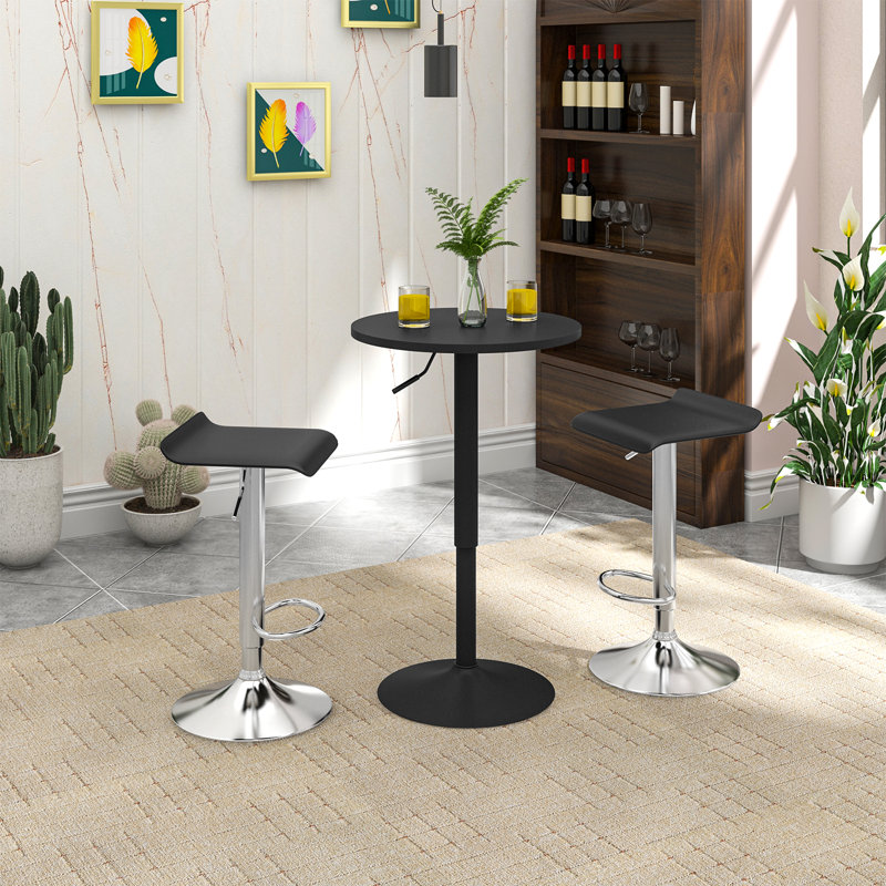 Giulio Round Metal Base Dining Table, Black