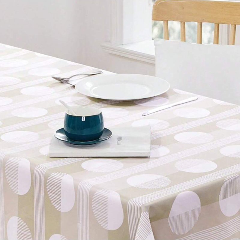 Round Patterned Tablecloth, 1 PCS, Khaki, 54" x 102"