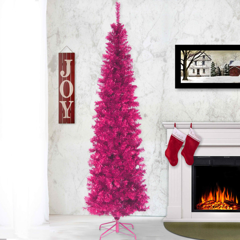 Arbre lamé rose de la collection Tinsel, 7 pi