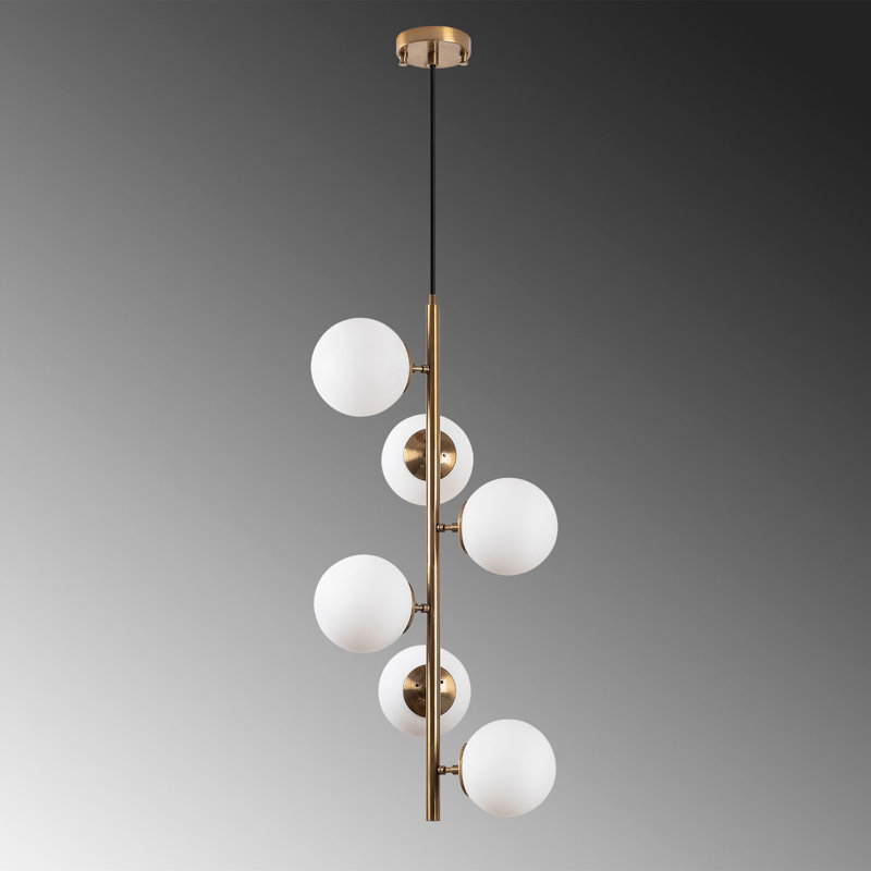 Lustre unique à 6 lumières Luper, Or