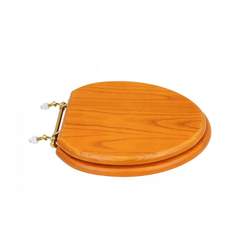 Siège de toilette allongé en bois massif, Brun