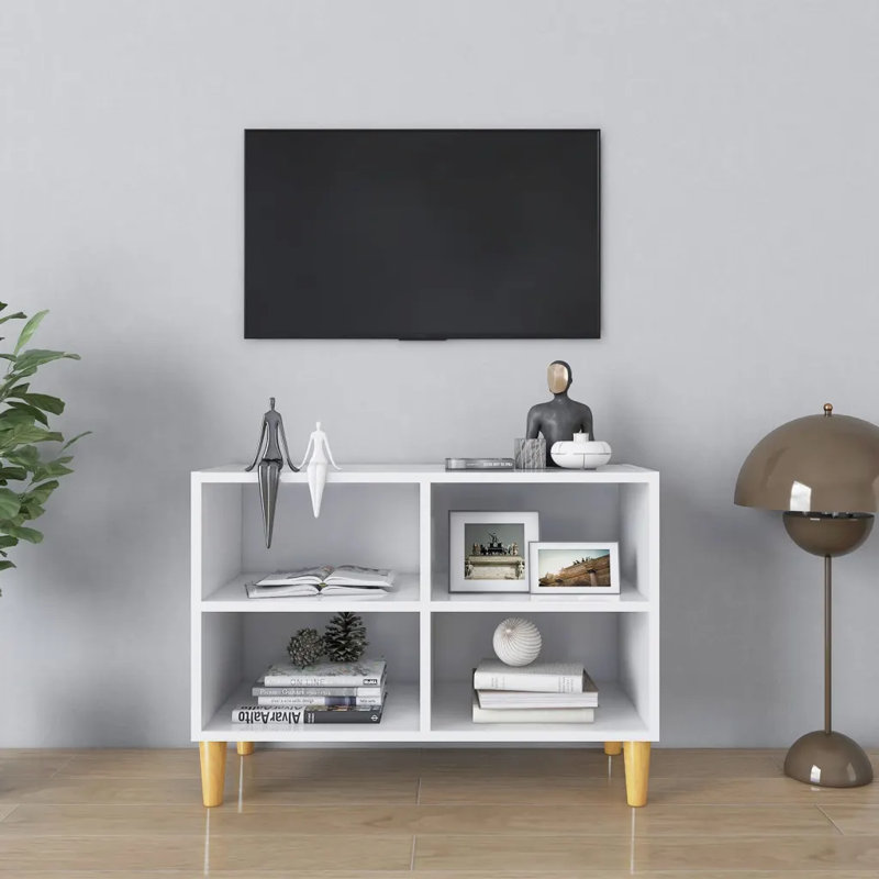 Agee Unfinished TV Stand for TVs up to 43", White/Oak