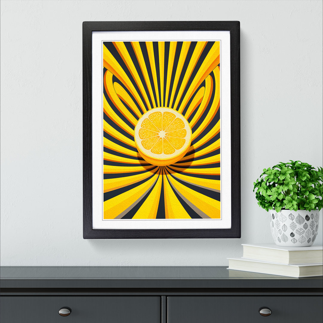 Sliced Lemon Op - Single Picture Frame Print on Wood