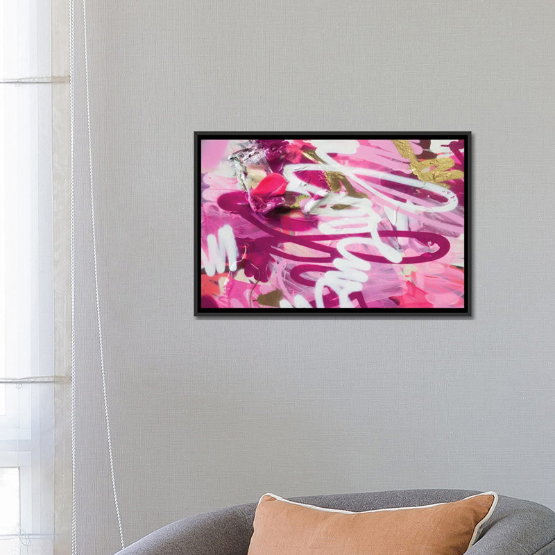 « love iv » sur toile, H 18 po x l 26 po x P 1,5 po, Toile avec cadre noir, Pas de tapis