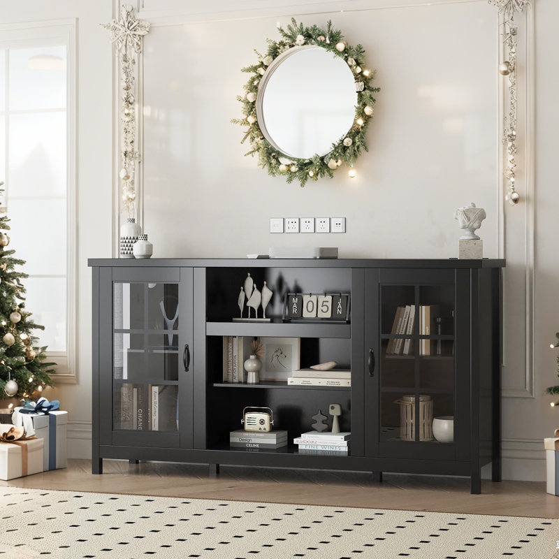 Unfinished Accent Cabinet with Fireplace Included, Black