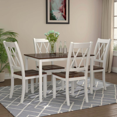 5-Piece Dining Table Set Home Kitchen Table and Chairs Wood Dining Set