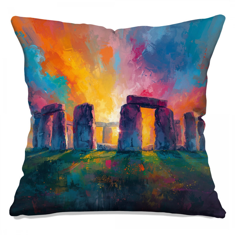 Coloré Stonehenge, peinture, coussins décoratifs à double face, 14 x 14 inches