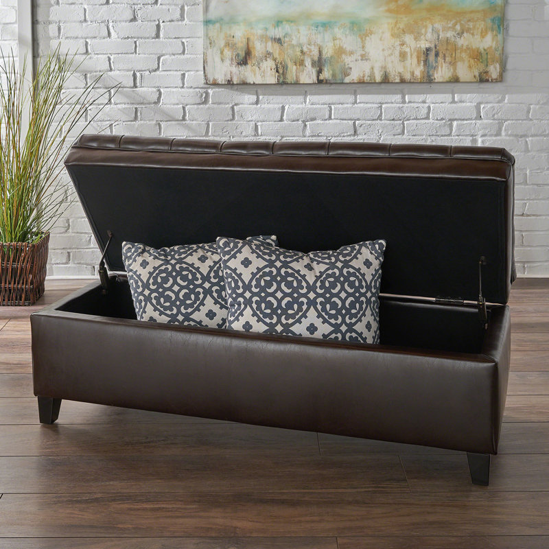 Modern storage ottoman, White, Faux Leather