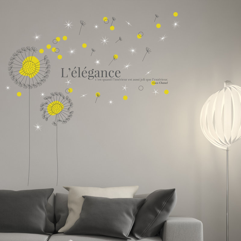 Décalcomanie murale pissenlit française quote, 46,5" H x 45,7" L