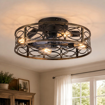 Ventilateurs de plafond encastrés 20 po avec lumières et télécommande