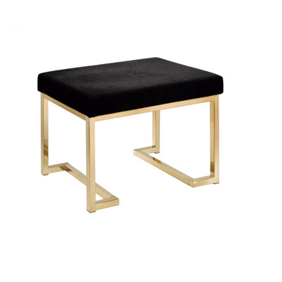 Upholstered Footstool Ottoman With Metal Legs