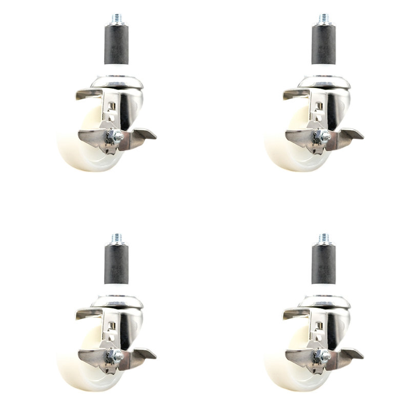 Nylon Swivel Expanding Stem Caster Set Brake