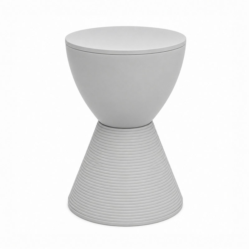Table de bout tambour en sablier Durant Durant, Set of 4, Gris clair