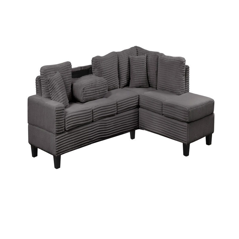 Canapé modulaire inclinable moderne en bois, Velours gris velours