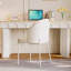 Bureau en bois fritté rectangulaire blanc + bois manufacturé + fer avec 2 tiroirs-375083061