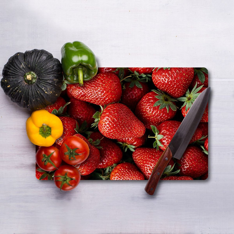 Flourish Tempered Glass Cutting Board, 7.9 x 11.8 inches | 100% Antibacterial, Easy-Clean Surface, Non-Slip Silicone Feet | Perfect for Food Prep & Serving, Durable & Stylish Kitchen Essential, Not Dishwasher Safe