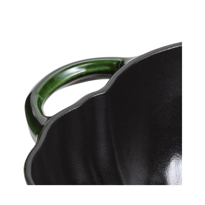 STAUB Cast Iron 3.5-Qt Pumpkin Cocotte With Stainless Steel Knob - Basil