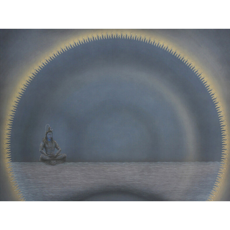 «Eclipse Lord Shiva», aquarelle par Shammi Bannu Sharma | Sur toile peinte à la main «Divinité indoue» | Décoration murale spirituelle