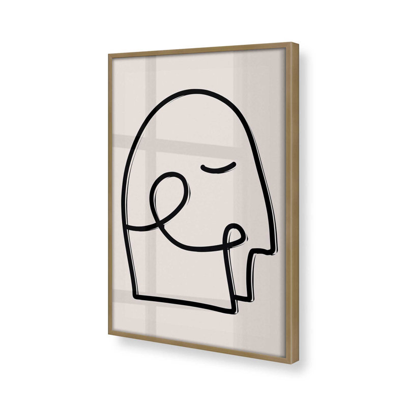 Mindful Gaze v1, impression, Papier avec cadre simple brossé doré, H 15,25 po x l 12,25 po x P 1,25 po
