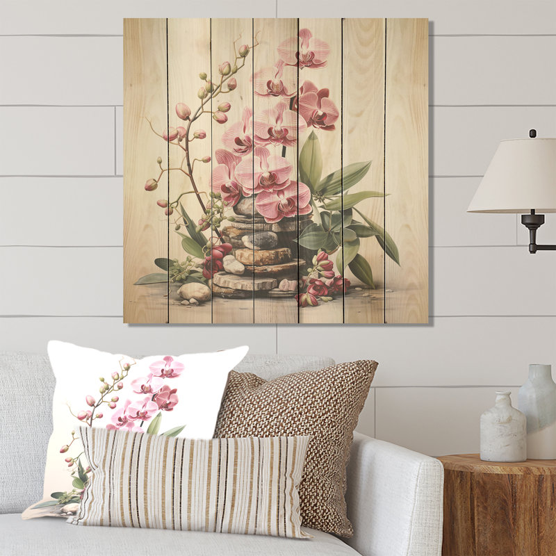 Purple Orchid Beauty II - Orchid On Wood Print, 30" H x 30" W